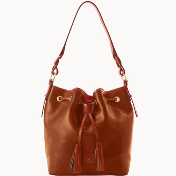 Dooney and Bourke Florentine Leather Tasha Drawstring Bucket  In Natural NWOT - Picture 1 of 16